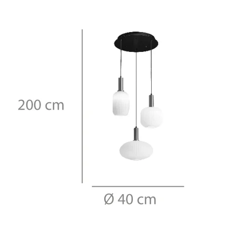 LÁMPARA DE TECHO 3 LUCES TULIPAS BLANCO OPAL Ø40 E27 SHELBY