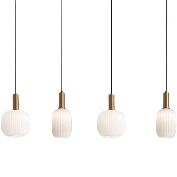 SUSPENSION 4 LUMIÈRES TULIPES BLANC OPAL E27 SHELBY