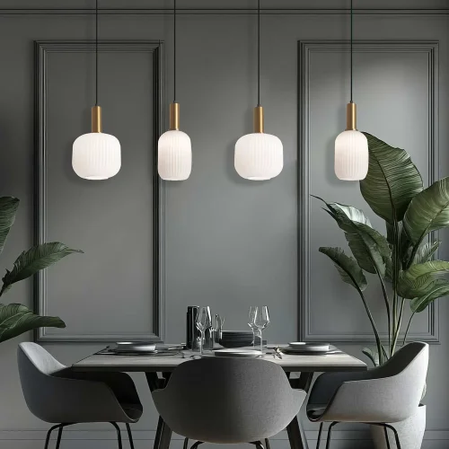 SUSPENSION 4 LUMIÈRES TULIPES BLANC OPAL E27 SHELBY