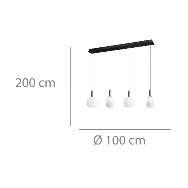 SUSPENSION 4 LUMIÈRES TULIPES BLANC OPAL E27 SHELBY