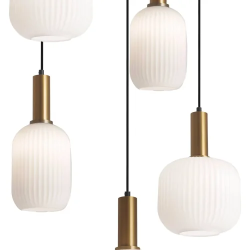 SUSPENSION 5 LUMIÈRES TULIPES BLANC OPAL Ø80 E27 SHELBY