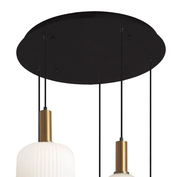 SUSPENSION 5 LUMIÈRES TULIPES BLANC OPAL Ø80 E27 SHELBY