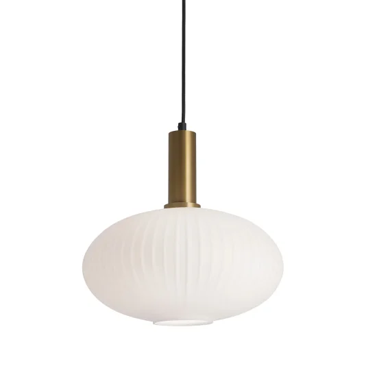 Suspension 1 Lumière Abat-Jour Blanc Opal ø30 E27 Shelby | Lúzete