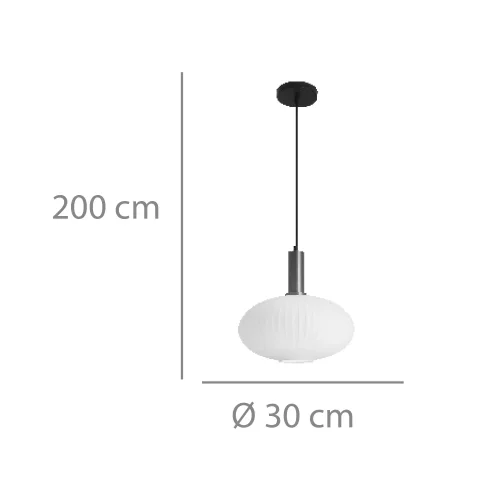 Suspension 1 Lumière Abat-Jour Blanc Opal ø30 E27 Shelby | Lúzete