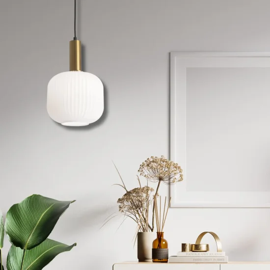 SUSPENSION 1 LUMIÈRE TULIPE BLANC OPAL Ø 20 E27 SHELBY 2