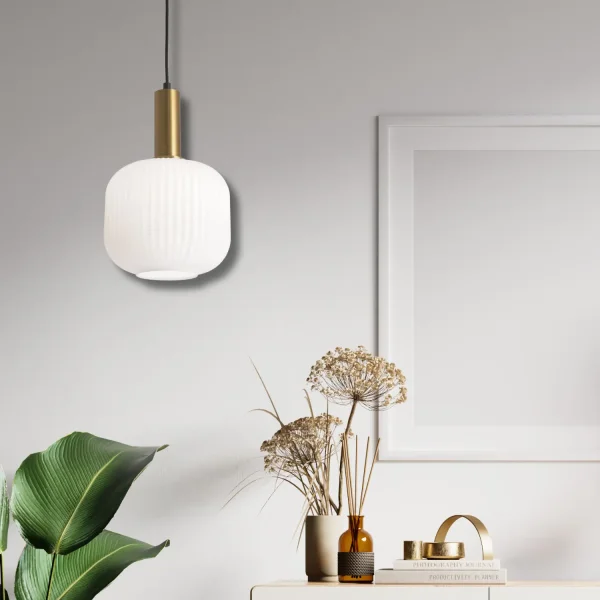 SUSPENSION 1 LUMIÈRE TULIPE BLANC OPAL Ø 20 E27 SHELBY