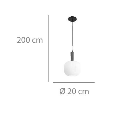 SUSPENSION 1 LUMIÈRE TULIPE BLANC OPAL Ø 20 E27 SHELBY