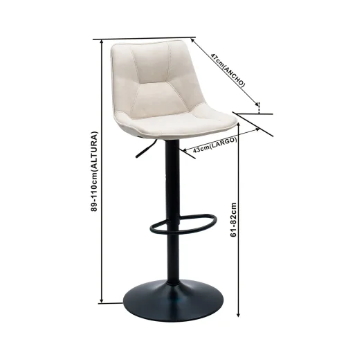 TABOURET HAWAII PIED NOIR TEXTILE BLANC VIEILLI