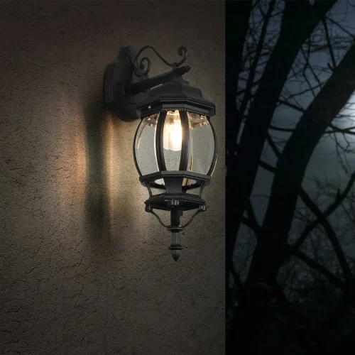 APPLIQUE EXTÉRIEUR DESCENDANT E27 IP44 NOIR ELOWEN