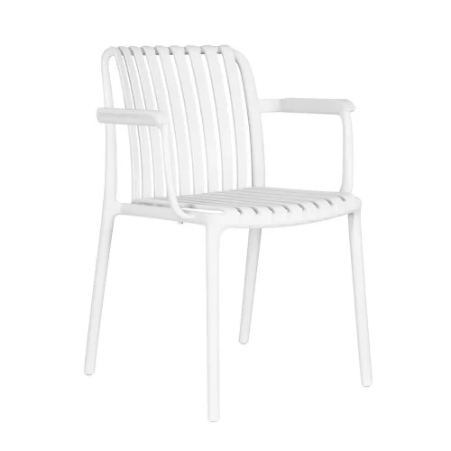 CHAISE DE JARDIN AVEC ACCOUDOIRS POLYPROPYLÈNE BLANCHE EOLIA