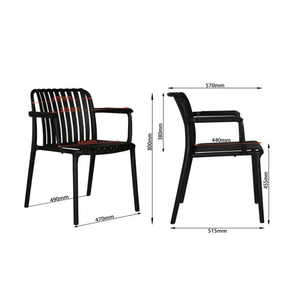 CHAISE DE JARDIN AVEC ACCOUDOIRS POLYPROPYLÈNE BLANCHE EOLIA