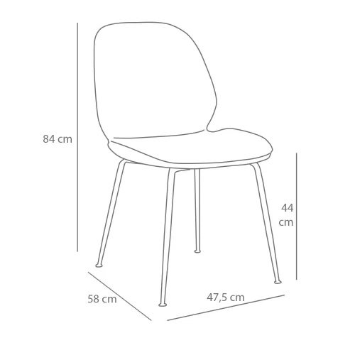CHAISE ASHCROFT TISSU COULEUR SABLE AVEC PIEDS NOIRS