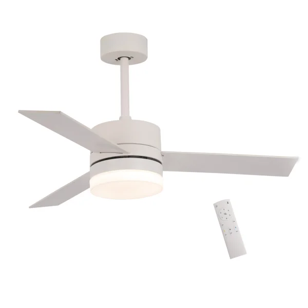 VENTILATEUR DE PLAFOND AVEC LUMIÈRE LED 17W RÉGLABLE BLANC NEW LORENZO