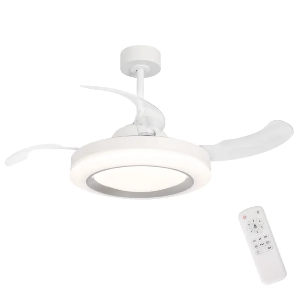 VENTILATEUR DE PLAFOND LED 35W RÉGLABLE 4 PALES PLIABLES MOTEUR DC ODENSE