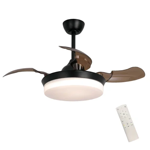 VENTILATEUR DE PLAFOND LED 24W RÉGLABLE NOIR À 4 PALES PLIABLES GERALDTON