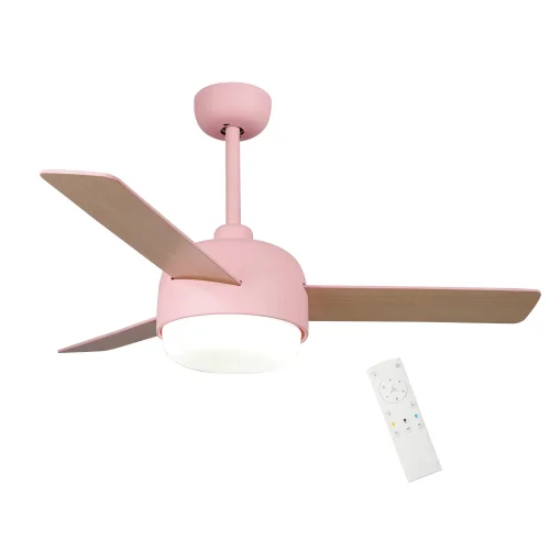 VENTILATEUR DE PLAFOND AVEC LUMIÈRE 24W MOTEUR DC 3 PALES ROSE/BOIS RIVERDALE