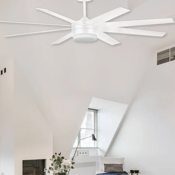 VENTILATEUR DE PLAFOND LED 24W RÉGLABLE 8 PALES MOTEUR DC BLANC SOLEI