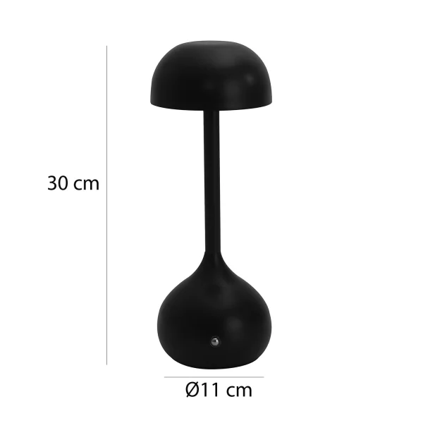 LAMPE DE TABLE LED RECHARGEABLE SANS FIL 203LM NOIRE IP44 SOLEA