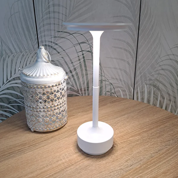 LAMPE DE TABLE LED RECHARGEABLE SANS FIL 213LM BLANCHE IP44 ESTIVA