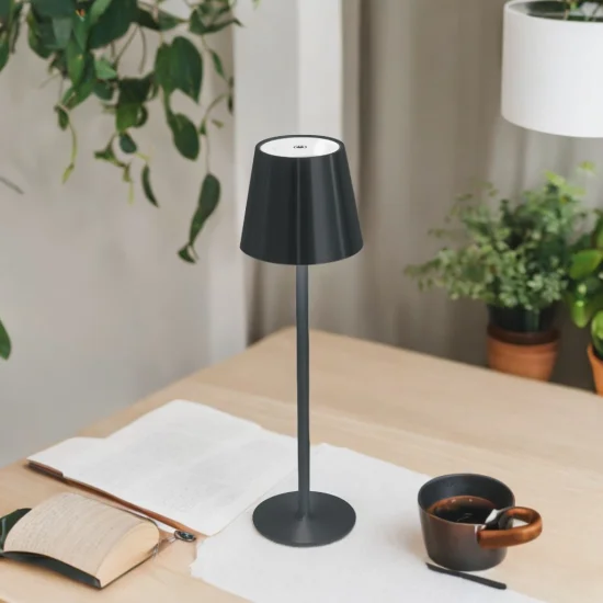 LAMPE DE TABLE LED RECHARGEABLE SANS FIL 229LM NOIRE IP44 SIRANA
