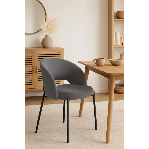 CHAISE TAPISSÉE GRIS CLOTILDE