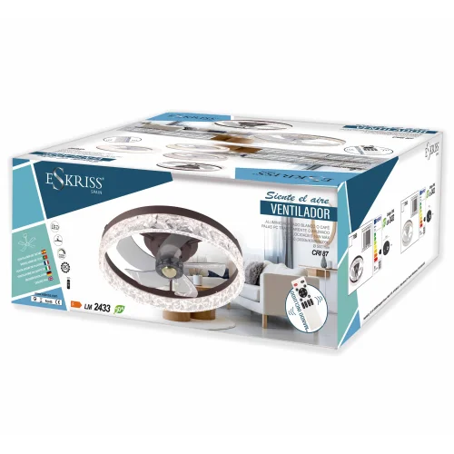 VENTILATEUR DE PLAFOND STYLE PLAFONNIER LED 30W 3000-6000K 5 PALES BLANC ROCHELLE VENTILATEUR DE PLAFOND STYLE PLAFONNIER LED 30W 3000-6000K 5 PALES BLANC ROCHELLE