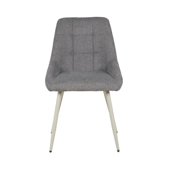 CHAISE DE SALLE À MANGER TAPISSÉE GRIS PIED BEIGE WESKA 2