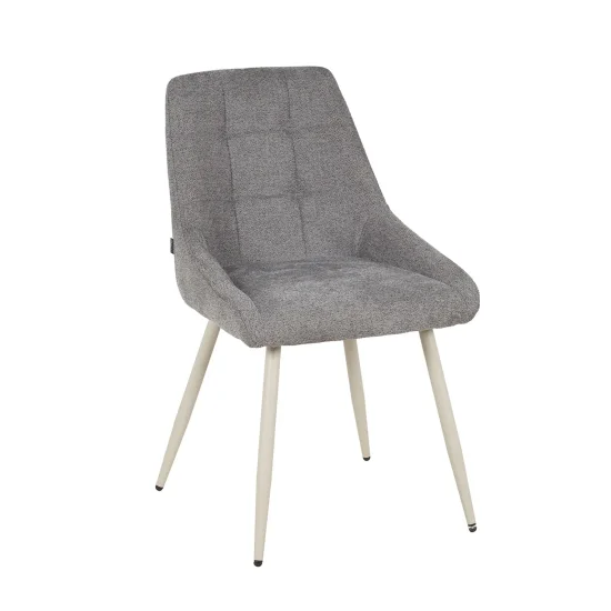 CHAISE DE SALLE À MANGER TAPISSÉE GRIS PIED BEIGE WESKA