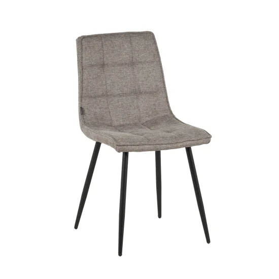 CHAISE DE SALLE À MANGER TAPISSÉE MARRON PIEDS NOIRS TULUM