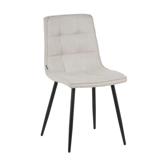 CHAISE DE SALLE À MANGER TAPISSÉE GRIS CLAIR PIEDS NOIRS TULUM