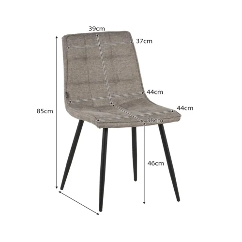 CHAISE DE SALLE À MANGER TAPISSÉE GRIS FONCÉ PIEDS BEIGE TULUM