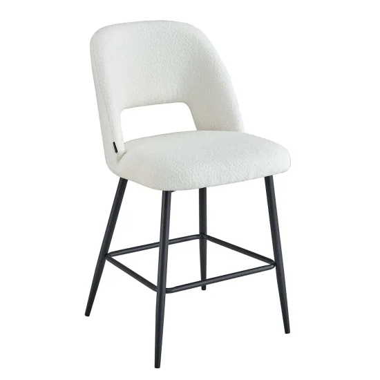 TABOURET TAPISSÉ BLANC EBONY