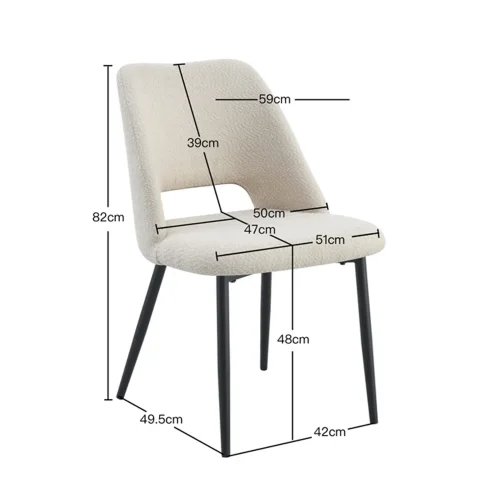 CHAISE DE SALLE À MANGER TAPISSÉE BLANC EBONY CHAISE DE SALLE À MANGER TAPISSÉE BLANC EBONY