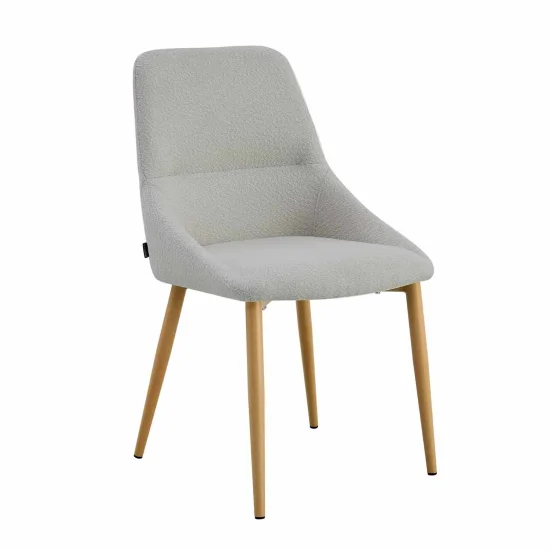 CHAISE DE SALLE À MANGER ADNEY TISSU GRIS CLAIR PIEDS HÊTRE 2