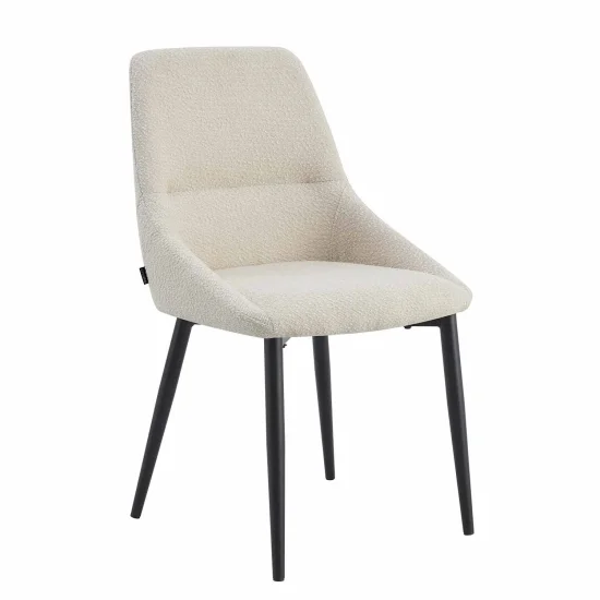 CHAISE DE SALLE À MANGER ADNEY TISSU SABLE PIEDS NOIRS 2