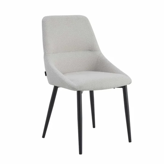 CHAISE DE SALLE À MANGER ADNEY TISSU GRIS PIEDS NOIRS 2