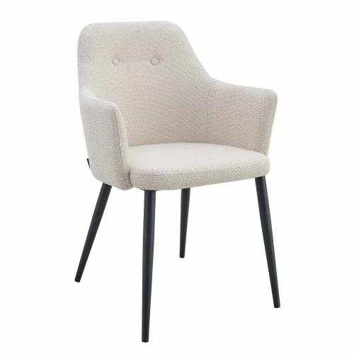 FAUTEUIL GUNNAR TISSU SABLE PIEDS NOIRS