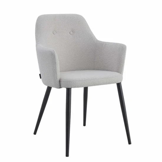 FAUTEUIL GUNNAR TISSU GRIS PIEDS NOIRS