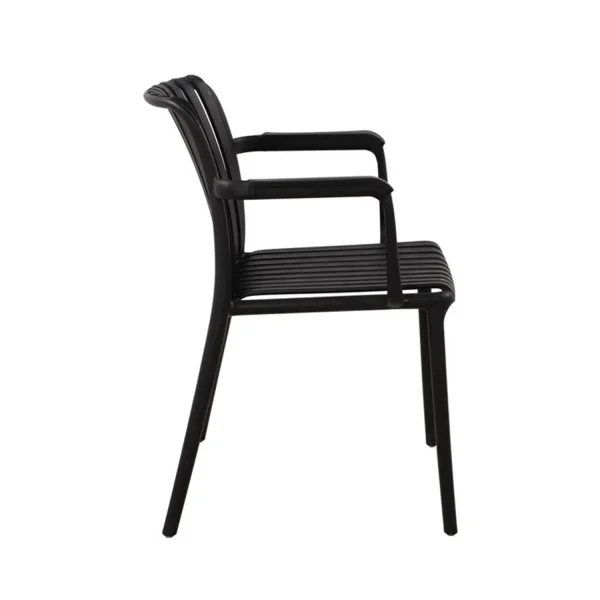 CHAISE DE JARDIN AVEC ACCOUDOIRS EN POLYPROPYLÈNE NOIRE EOLIA