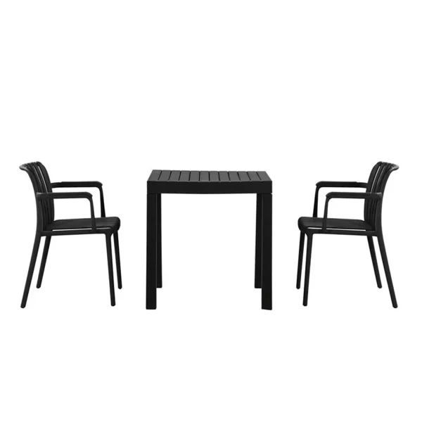CHAISE DE JARDIN AVEC ACCOUDOIRS EN POLYPROPYLÈNE NOIRE EOLIA