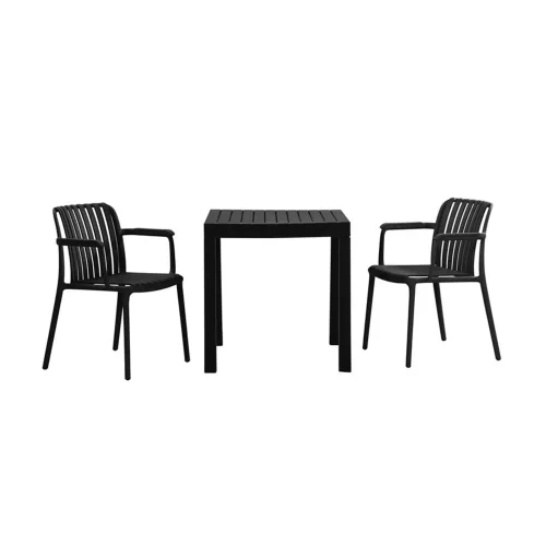 CHAISE DE JARDIN AVEC ACCOUDOIRS EN POLYPROPYLÈNE NOIRE EOLIA