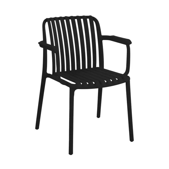CHAISE DE JARDIN AVEC ACCOUDOIRS EN POLYPROPYLÈNE NOIRE EOLIA