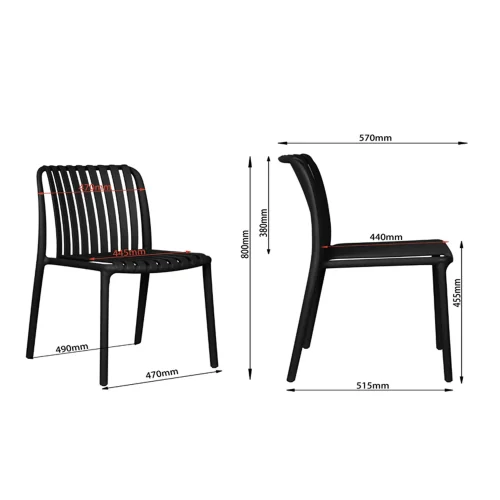 CHAISE DE JARDIN EN POLYPROPYLÈNE NOIRE EOLIA