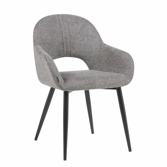 CHAISE TAPISSÉE GRISE PIEDS NOIRS ROWAN 2