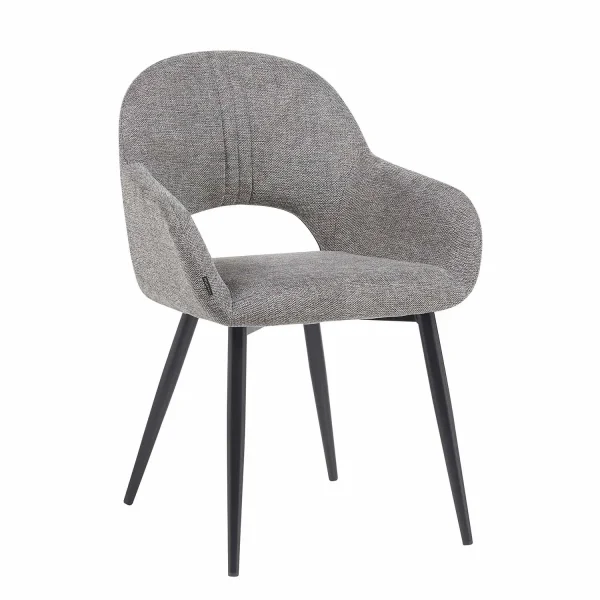 CHAISE TAPISSÉE GRISE PIEDS NOIRS ROWAN CHAISE TAPISSÉE GRISE PIEDS NOIRS ROWAN