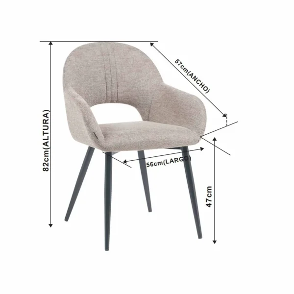 CHAISE TAPISSÉE GRISE PIEDS NOIRS ROWAN CHAISE TAPISSÉE GRISE PIEDS NOIRS ROWAN
