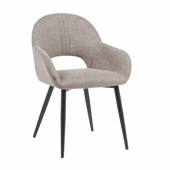 CHAISE TAPISSÉE BEIGE PIEDS NOIRS ROWAN 2