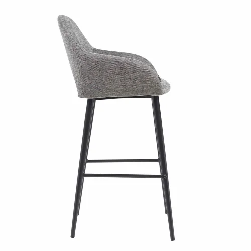 TABOURET TAPISSÉ GRIS PIEDS NOIRS ROWAN TABOURET TAPISSÉ GRIS PIEDS NOIRS ROWAN