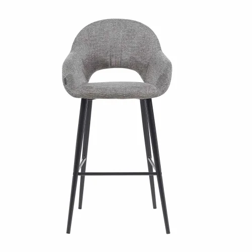 TABOURET TAPISSÉ GRIS PIEDS NOIRS ROWAN TABOURET TAPISSÉ GRIS PIEDS NOIRS ROWAN