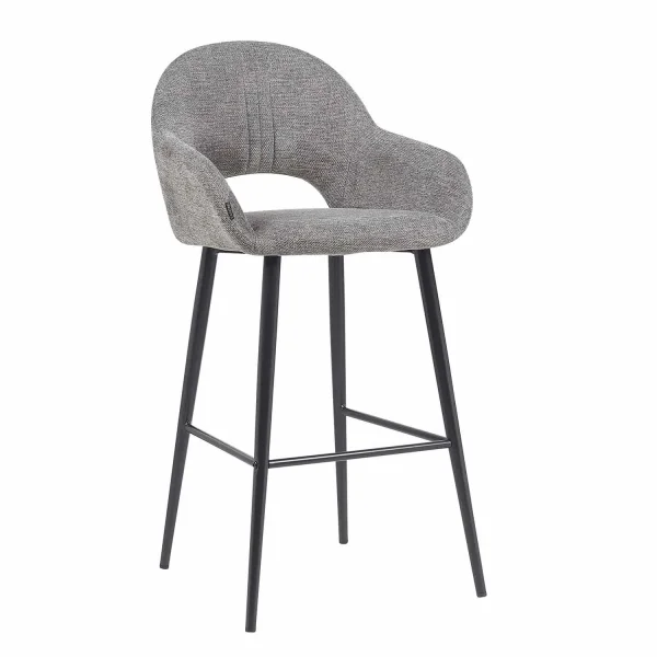 TABOURET TAPISSÉ GRIS PIEDS NOIRS ROWAN TABOURET TAPISSÉ GRIS PIEDS NOIRS ROWAN